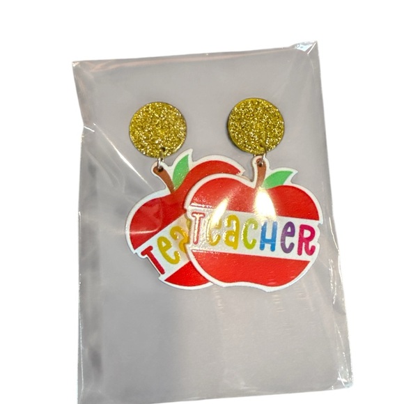 3/$20 Colorful Teacher Apple Earrings - Picture 7 of 7